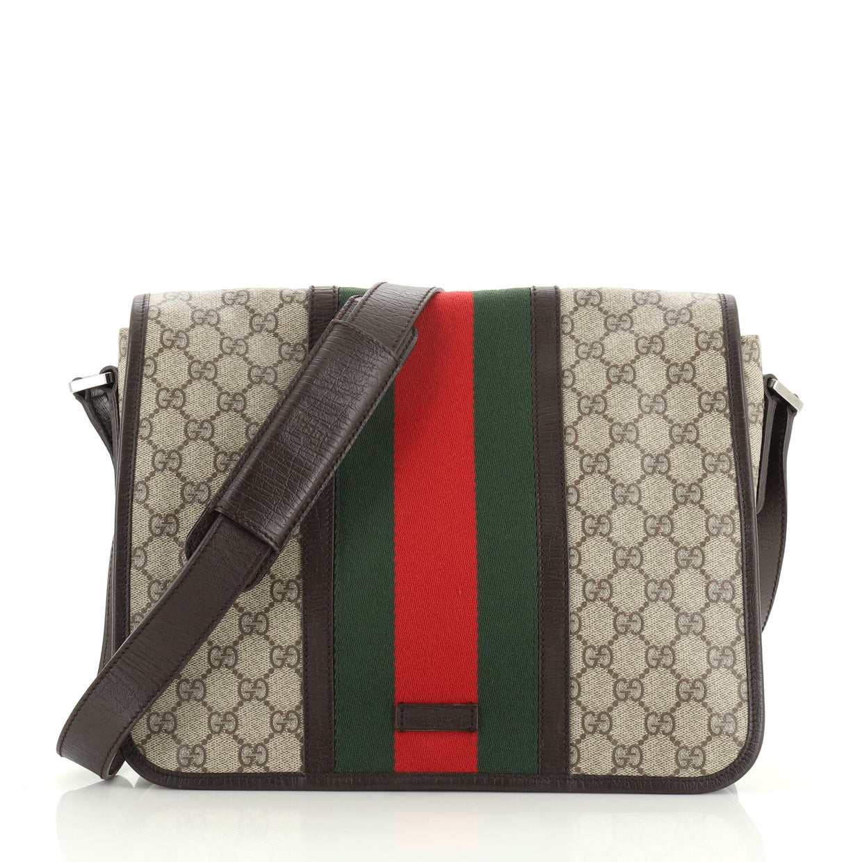 Gucci Web Flap Messenger Bag GG Coated Canvas Medium - Rebag