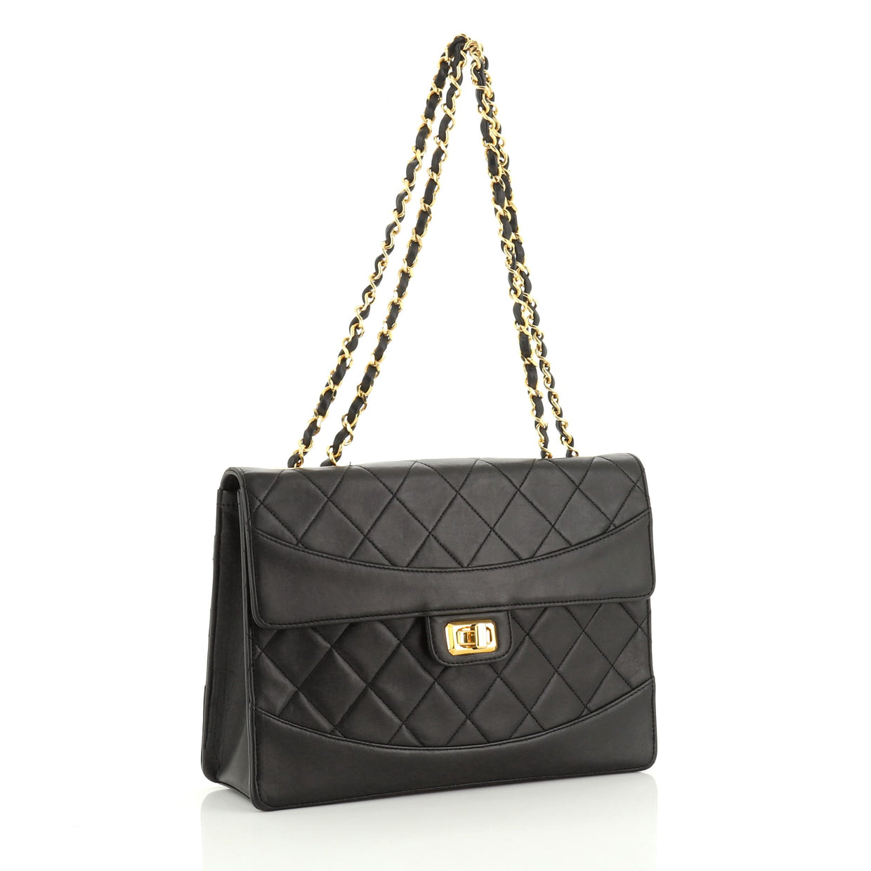 Chanel Vintage Mademoiselle Flap Bag Quilted Lambskin Medium Black 482146