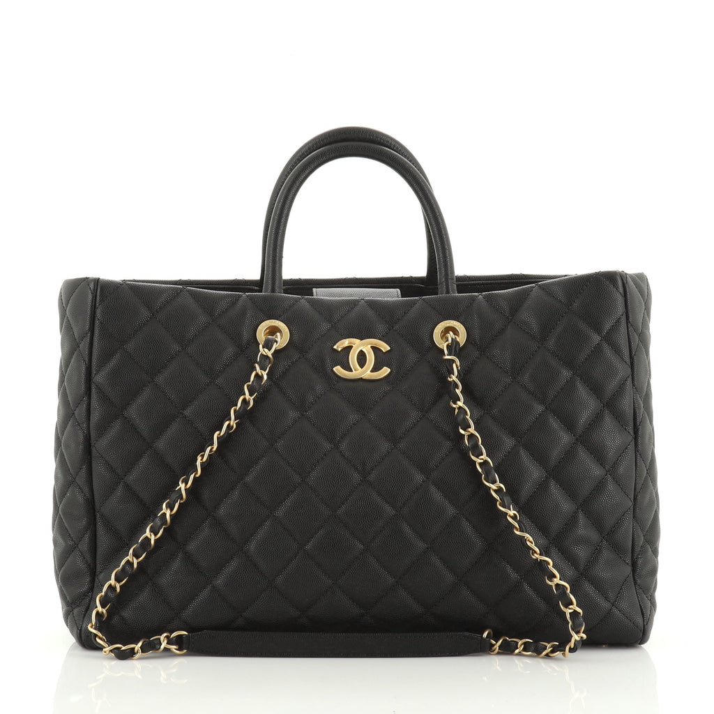 Chanel Coco Handle Shopping Tote Quilted Caviar Large Black 4828028