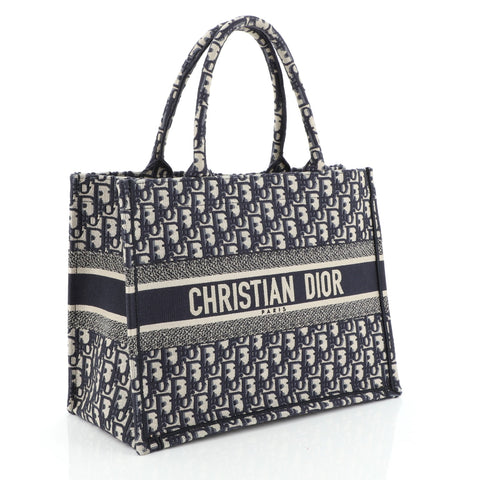 Christian Dior Book Tote Oblique Canvas Small Blue 4876019 – Rebag