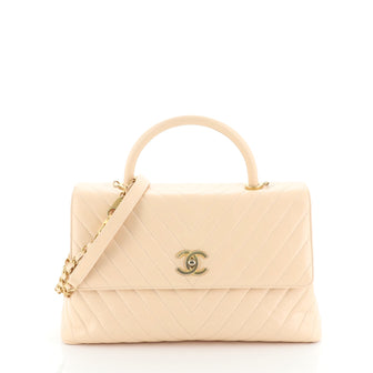 CHANEL Caviar Quilted Small Coco Handle Flap White 1271233