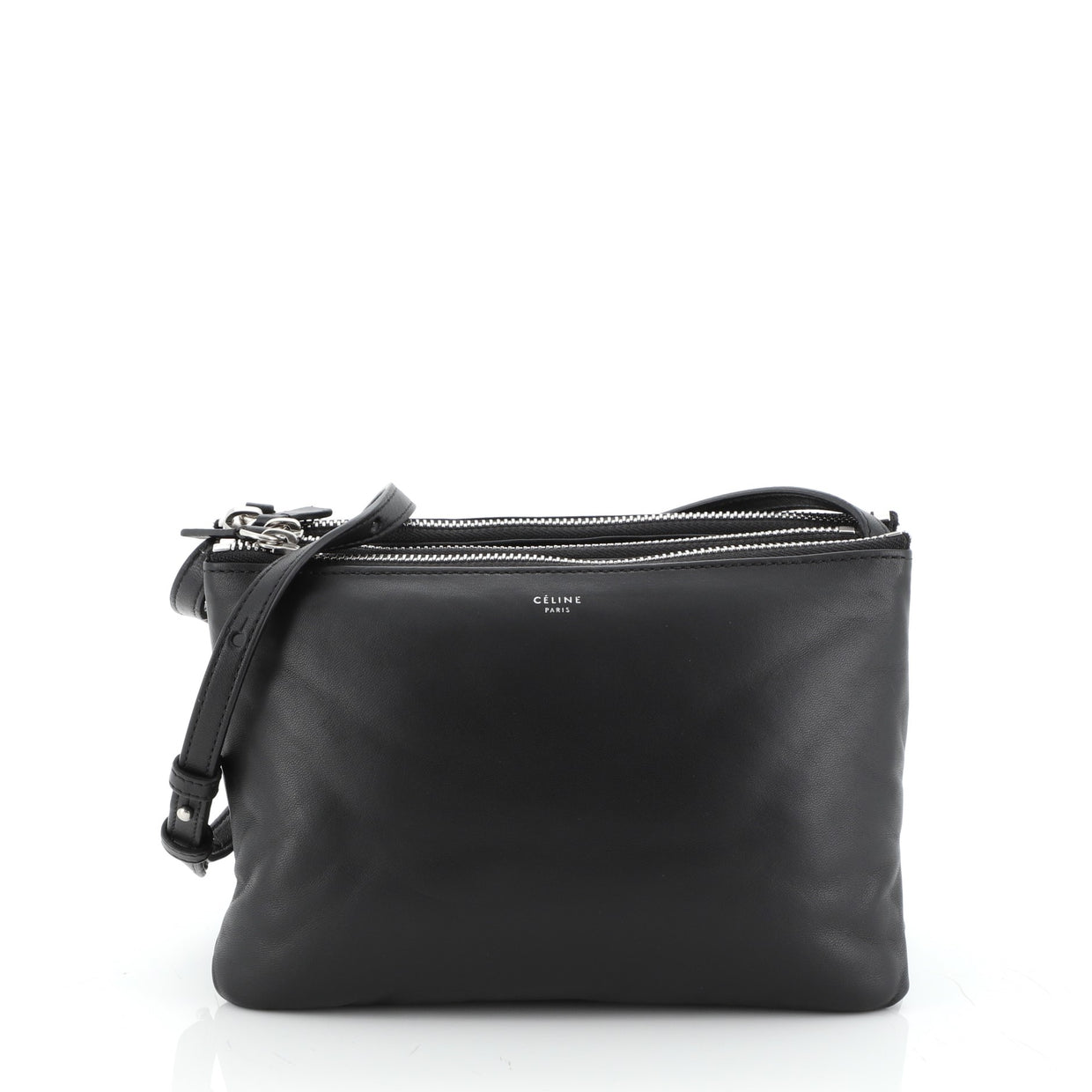 Celine Trio Crossbody Bag Leather Small Black 491891