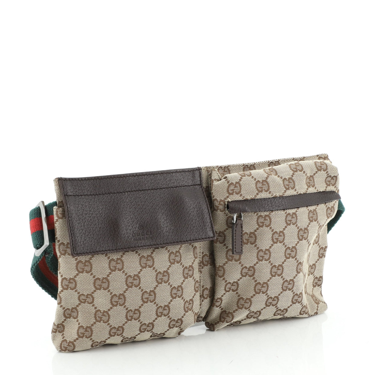 Gucci Vintage Double Belt Bag GG Canvas Brown 4931838