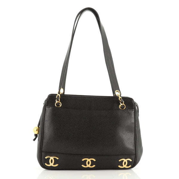 Chanel Black Caviar Triple CC Tote – como-vintage