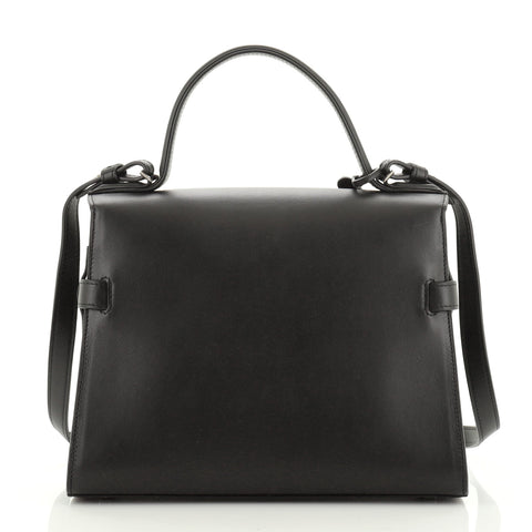 Delvaux Tempete Top Handle Bag Leather MM Black 496981 – Rebag
