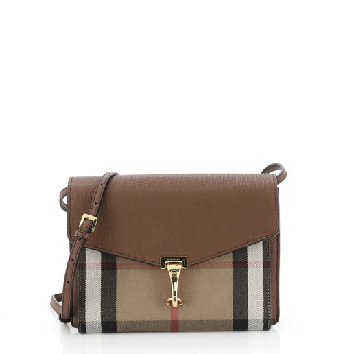 small canvas check and leather crossbody bag