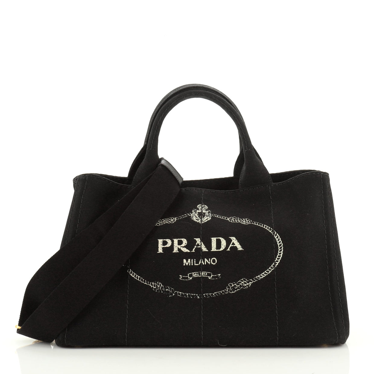 Prada Canapa Convertible Tote Canvas Large Black 5012893