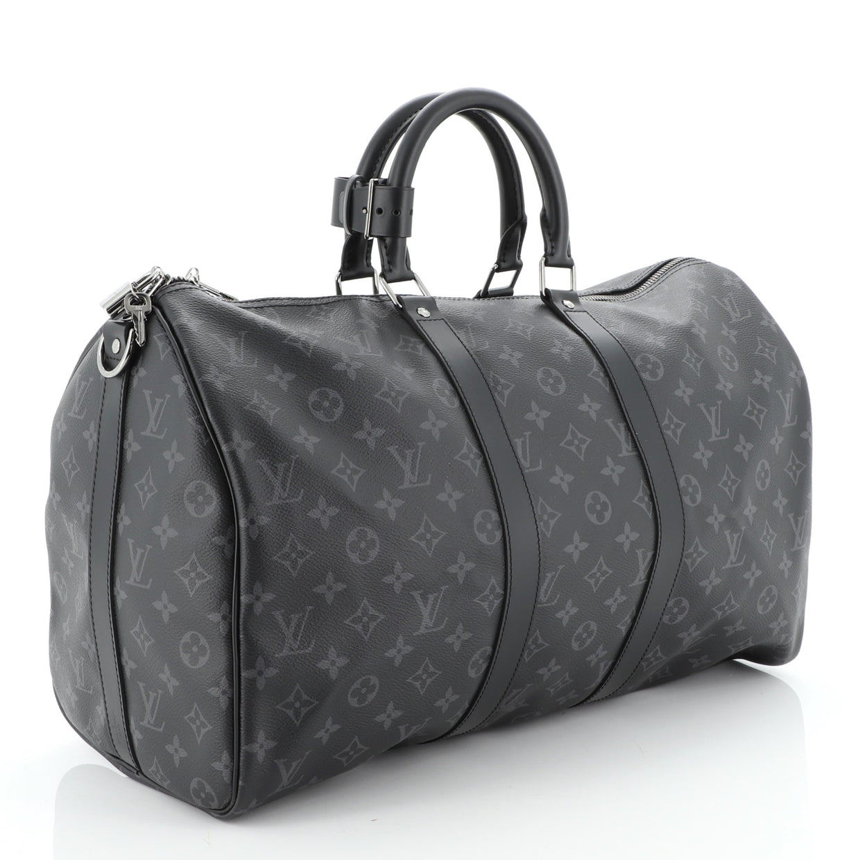 LOUIS VUITTON Keepall 55 Bandouliere Monogram Eclipse Travel Bag Black/Grey -US