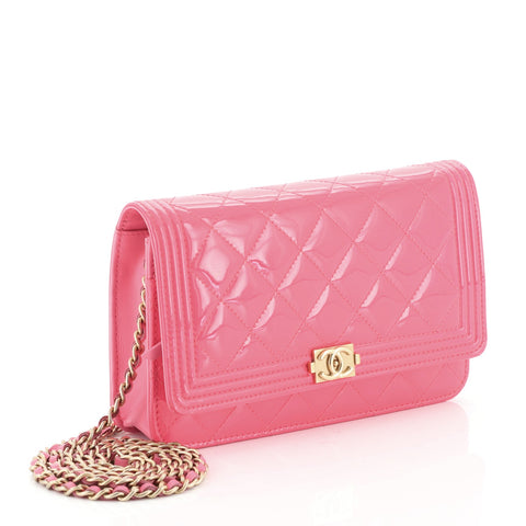 Chanel Boy Wallet on Chain Quilted Patent - Rebag