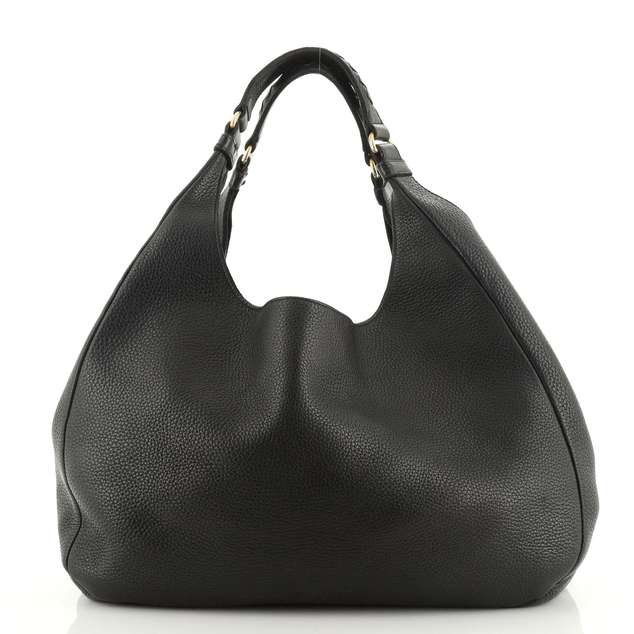 Bottega Veneta Campana Hobo Leather with Intrecciato Detail Large Black ...