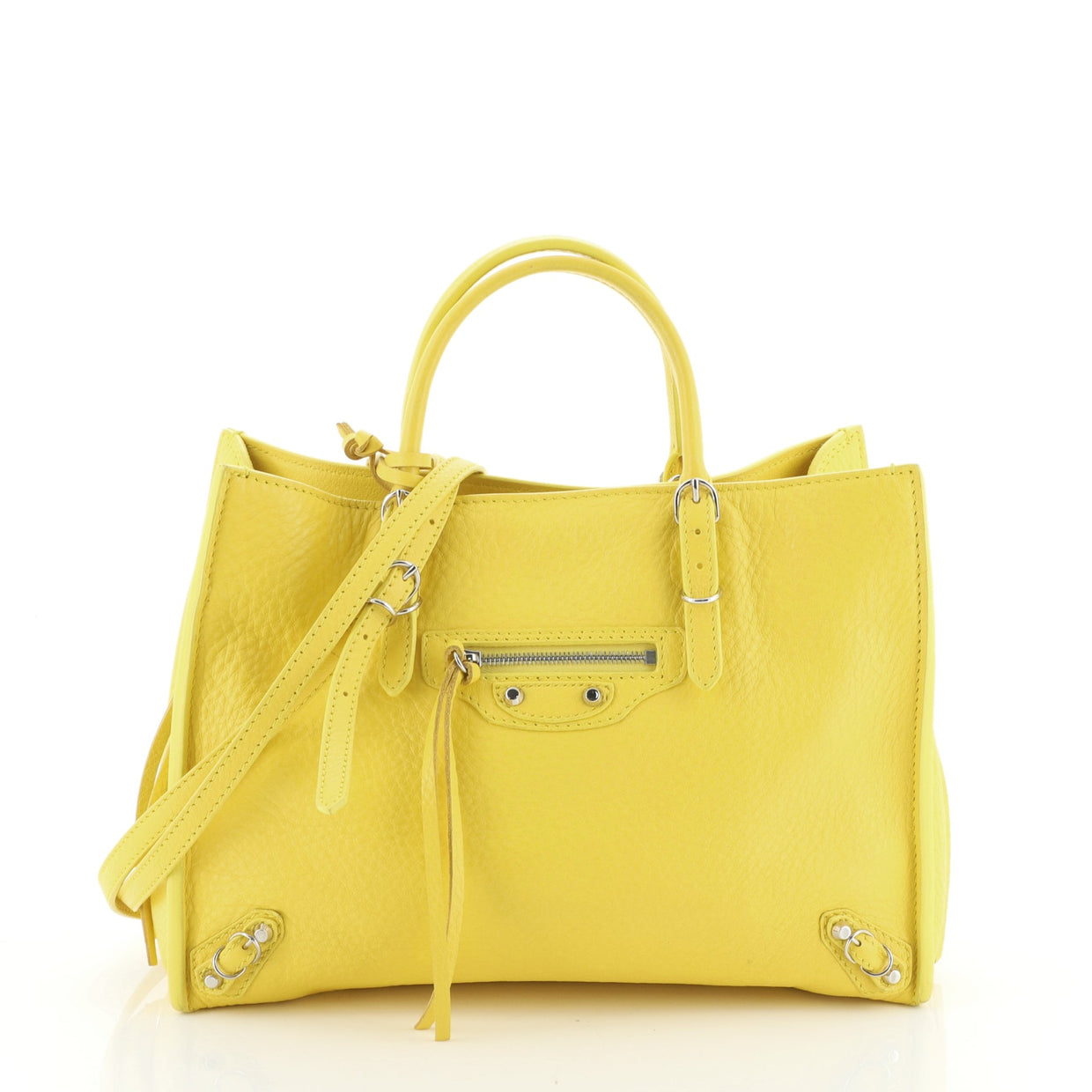 Balenciaga Papier A4 Zip Around Classic Studs Bag Leather Mini Yellow ...