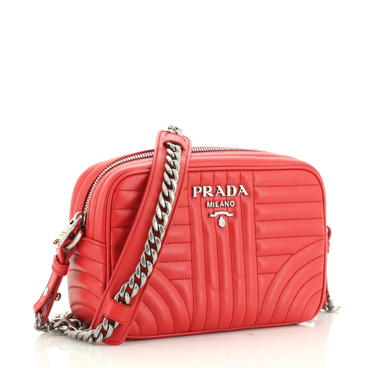Prada Camera Bag Diagramme Quilted Leather Small Red 514581
