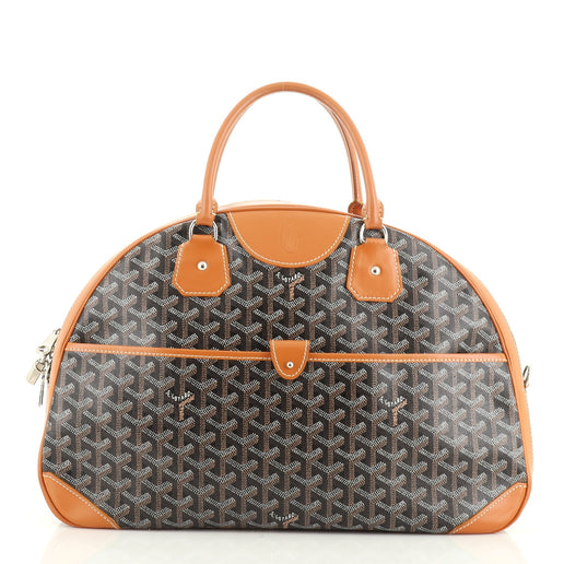 Goyard Green Chevron Print Coated Canvas St. Jeanne GM Bowler Bag