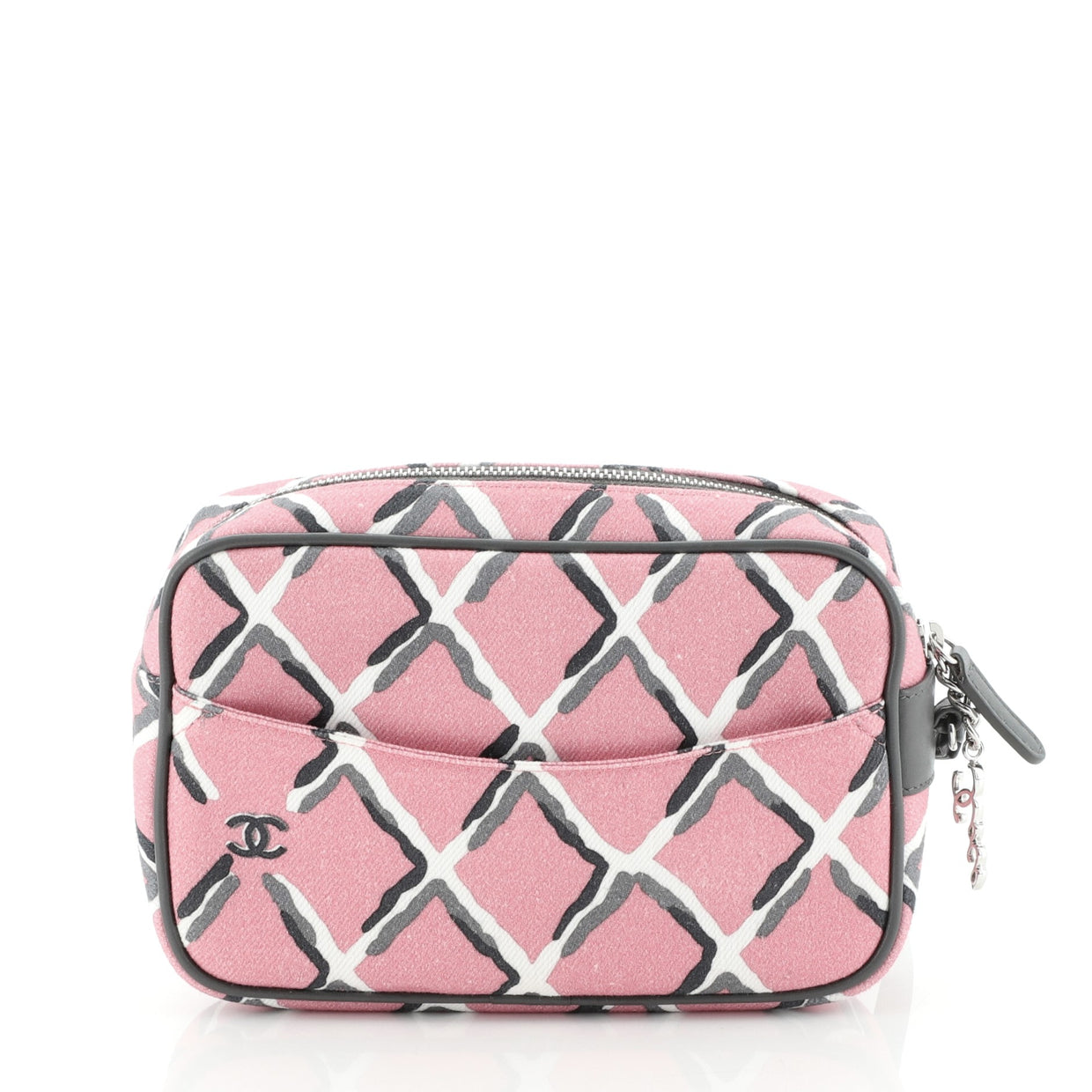 Chanel Coco Charm Wristlet Pouch Multicolor Canvas Pink 5257441