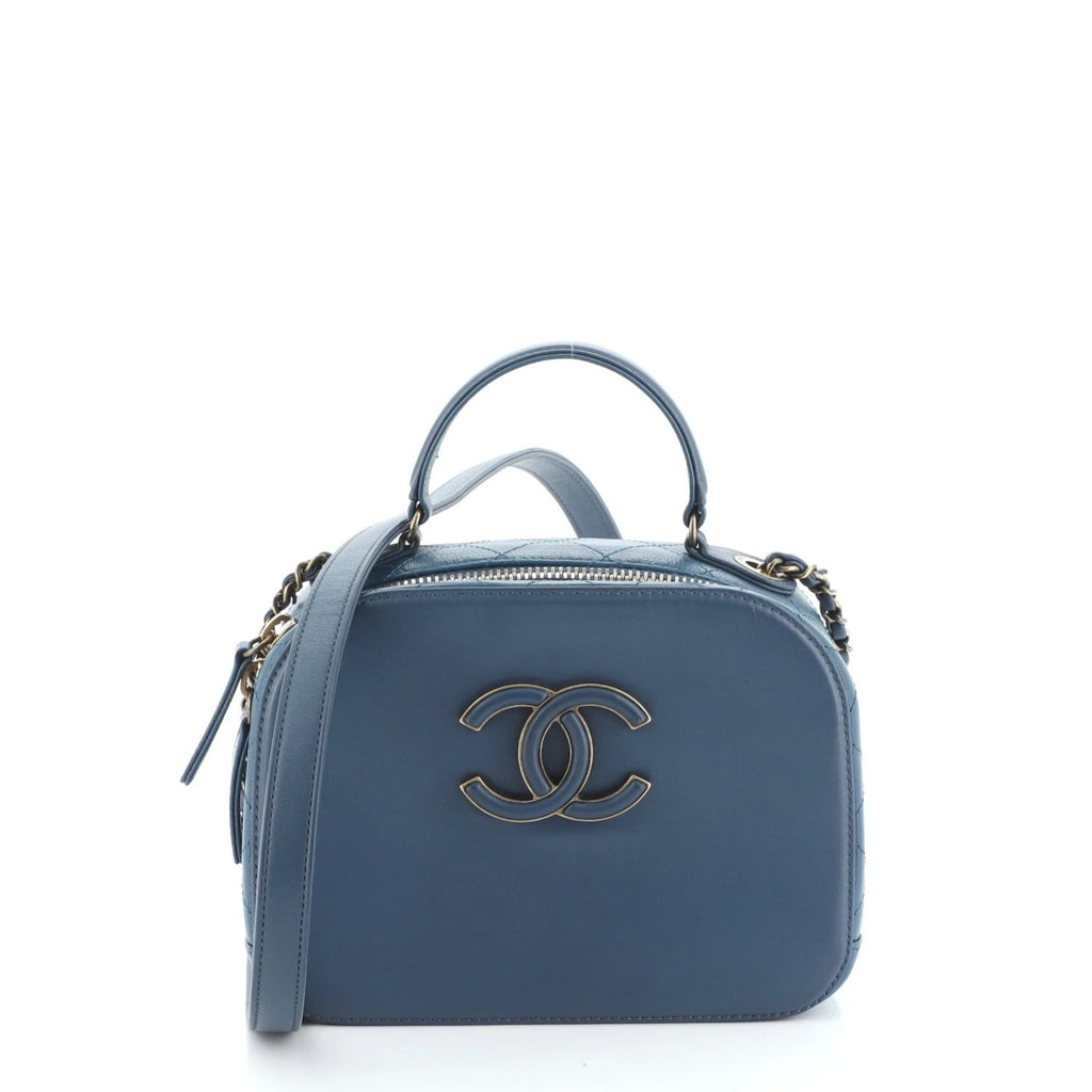 Chanel Coco Curve Vanity Case Calfskin and Quilted Goatskin Small Blue  5308129