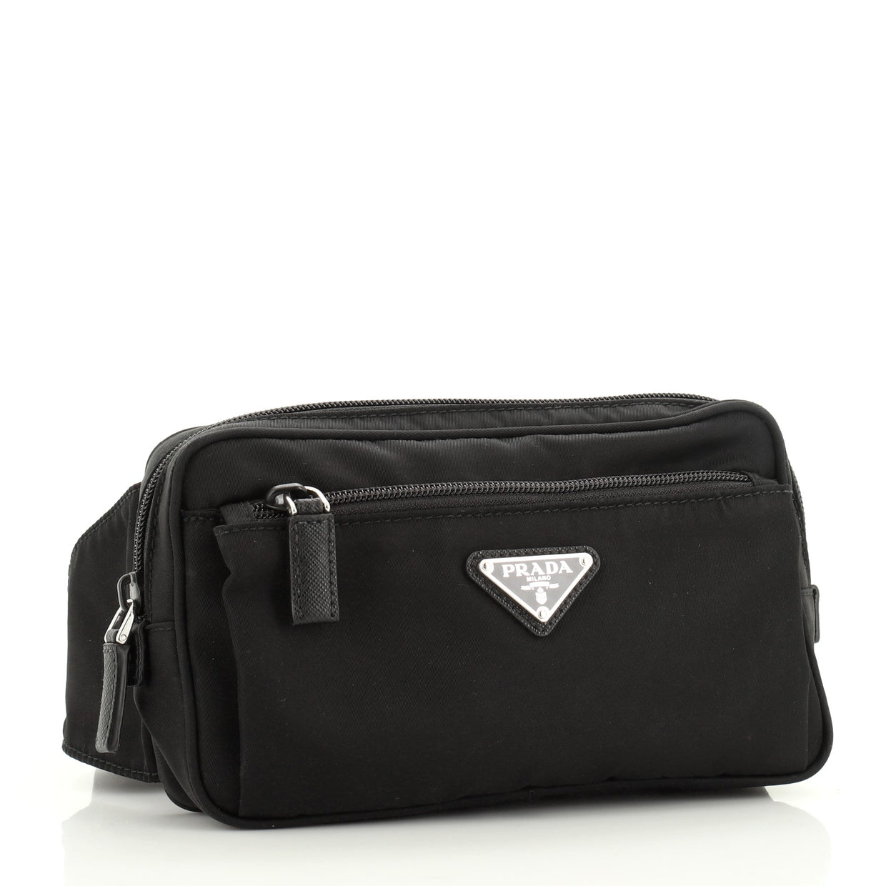 Prada Zip Waist Bag Tessuto Small Black 539381