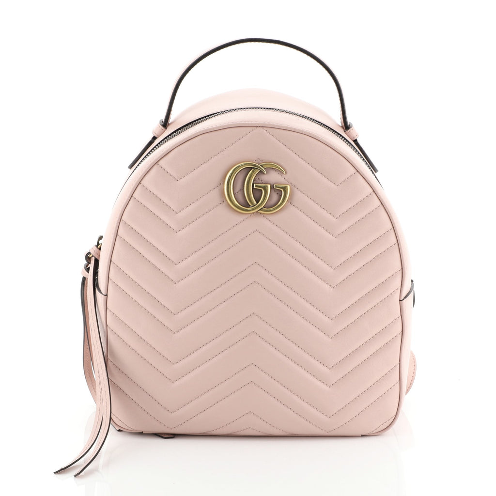 Gucci GG Marmont Backpack Matelasse Leather Small Pink 541665