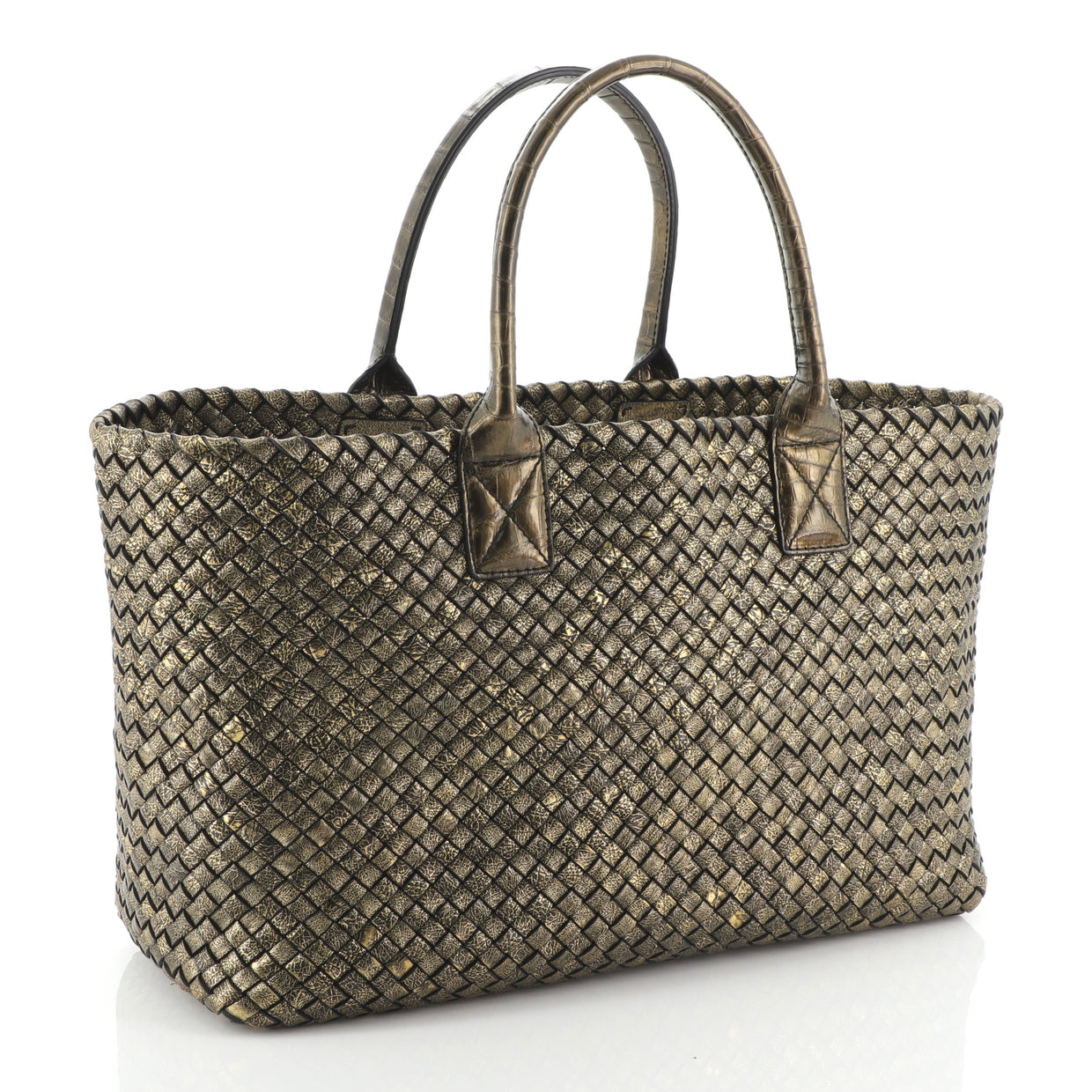 Bottega Veneta Cabat Tote Metallic Intrecciato Nappa Medium Gold 5456678