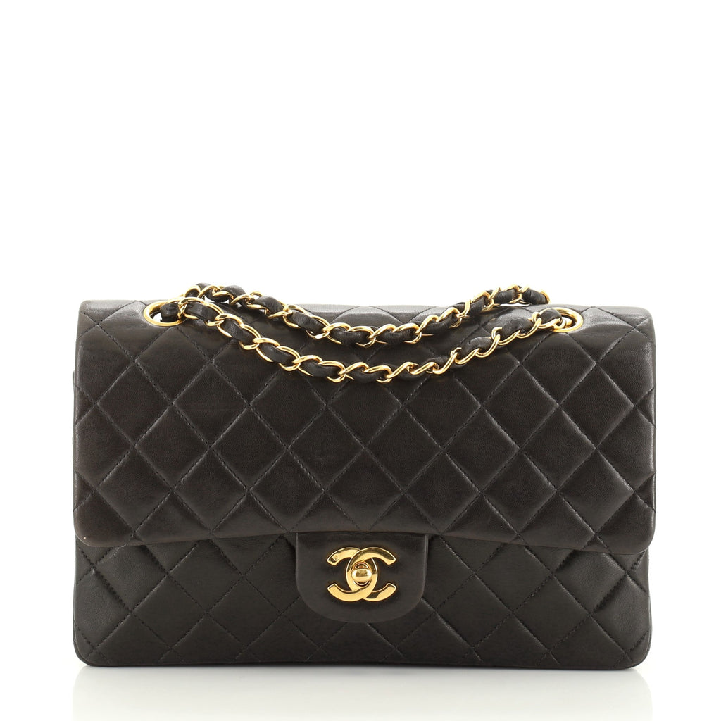 Chanel Vintage Black Quilted Caviar Leather Classic Double Flap Bag   STYLISHTOP