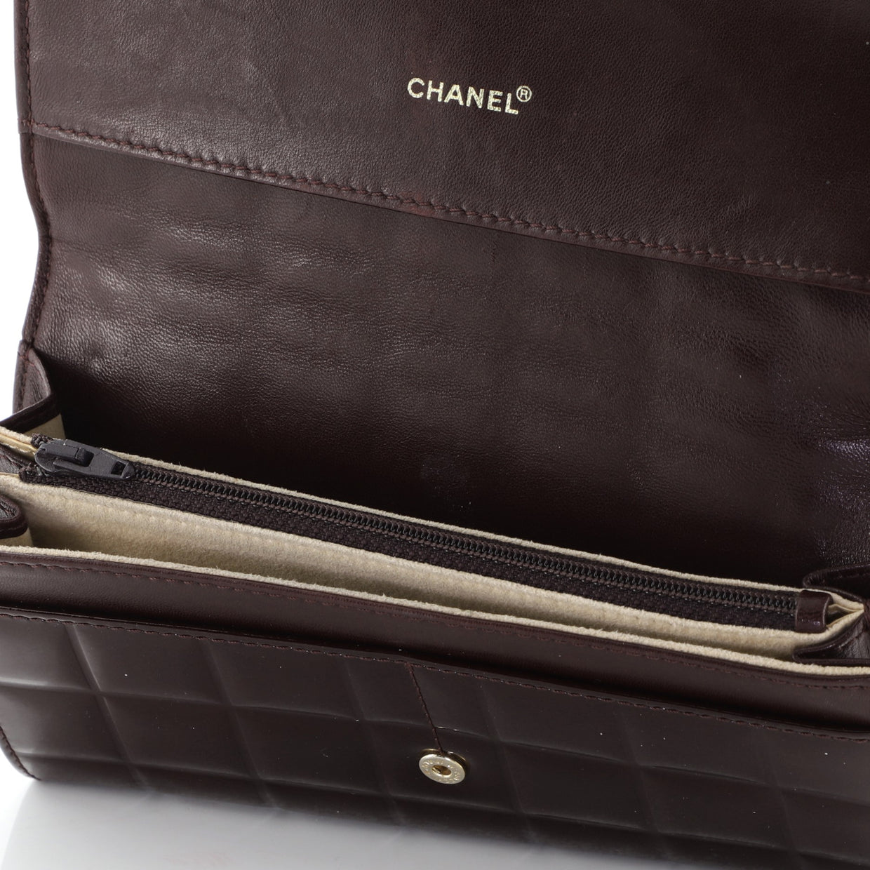 Chanel Chocolate Bar Wallet Quilted Patent Long - Rebag