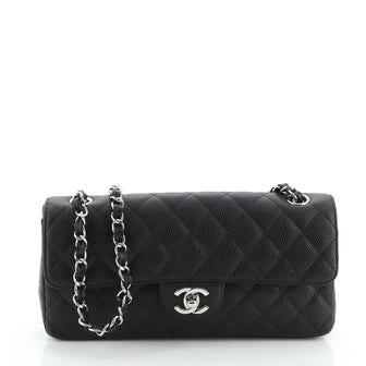 Chanel Classic Single Flap Bag Quilted Caviar East West