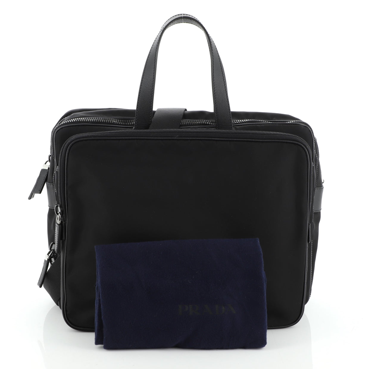 Prada Porta Computer Briefcase Tessuto and Saffiano Leather Medium ...