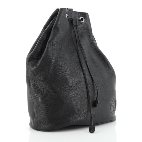 Gucci Soho Drawstring Backpack Leather Large Black 56247154