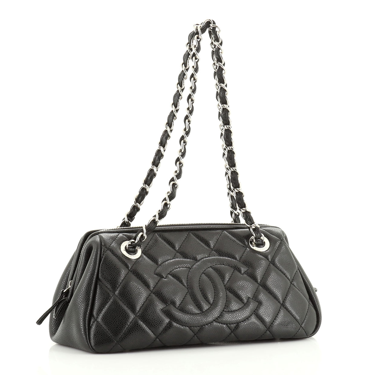 Chanel Timeless CC Chain Bowler Bag Quilted Caviar Small - Rebag