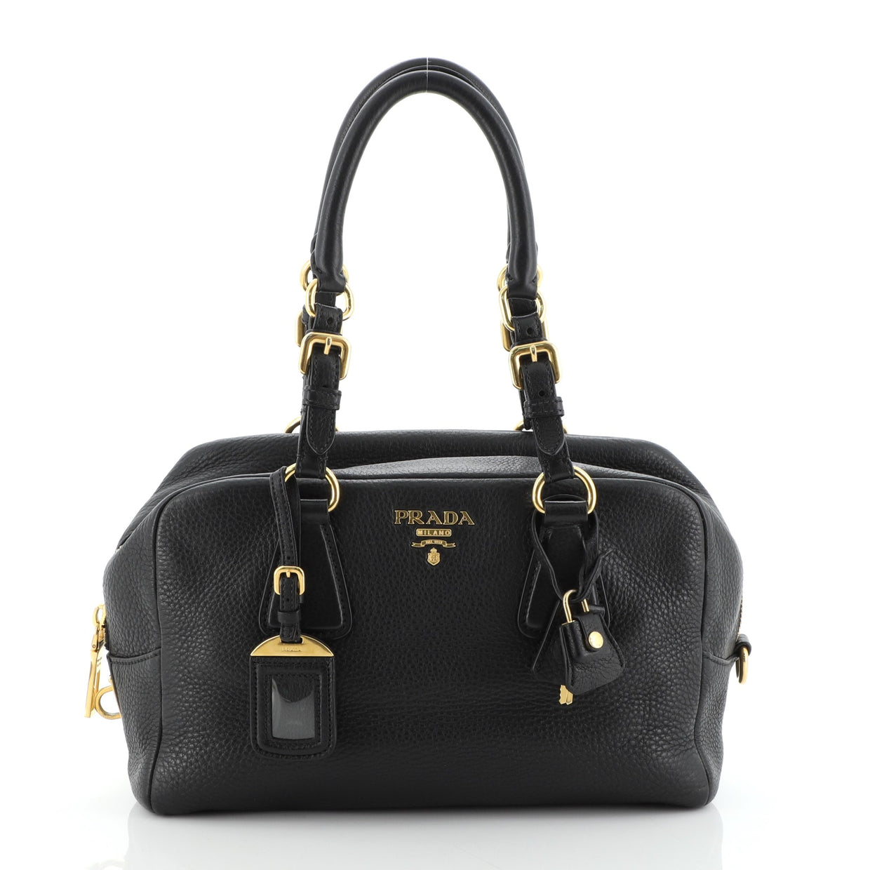 Prada Bauletto Bag Vitello Daino Medium Black 5624758