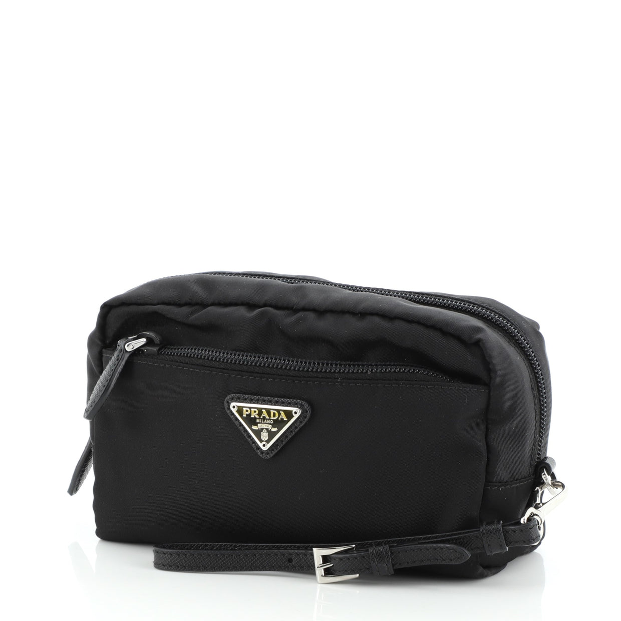 Prada Zip Pocket Wristlet Tessuto Black 5634232