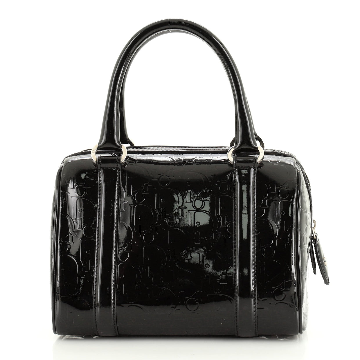 Christian Dior Boston Bag Embossed Patent Mini Black 56422108