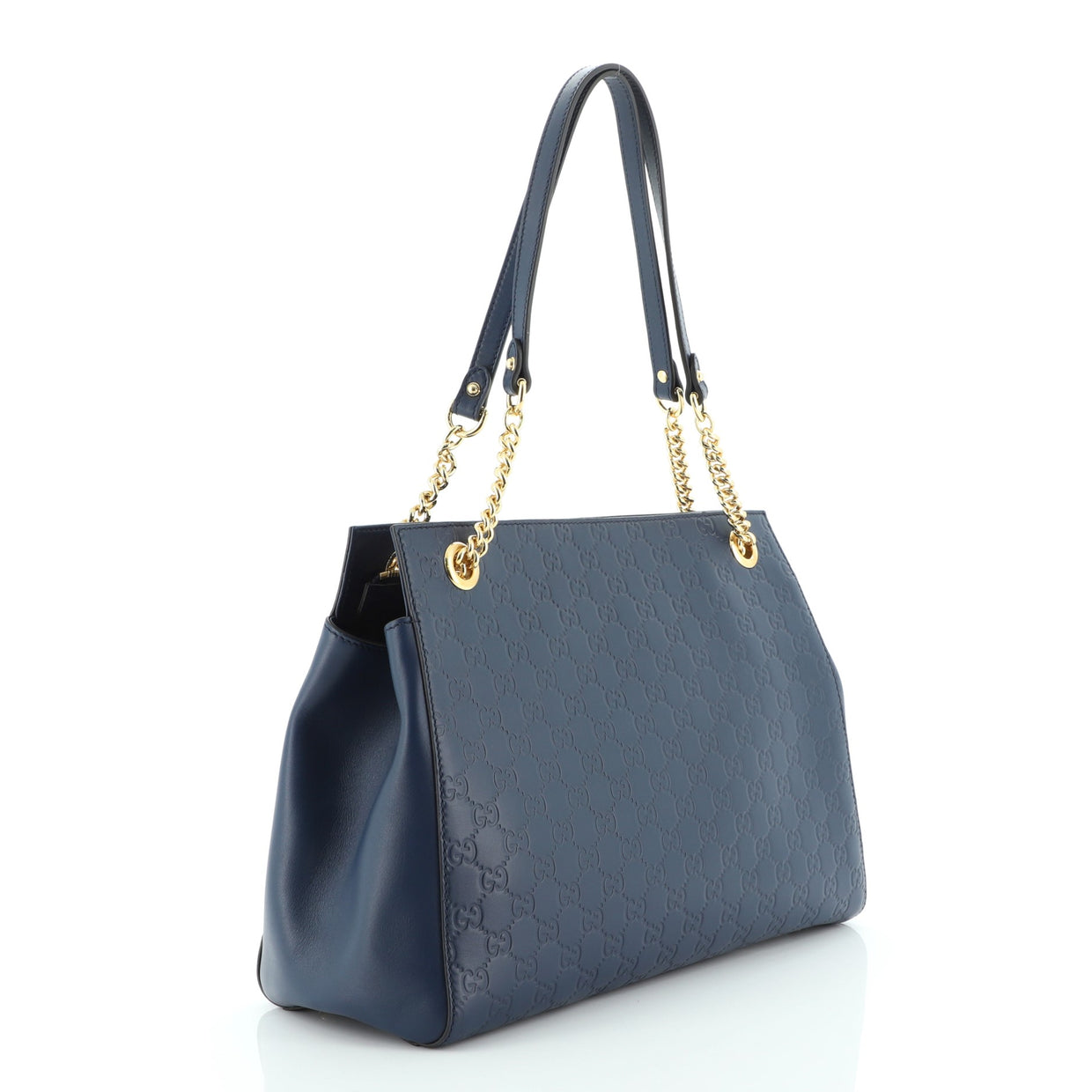 Gucci Soft Signature Shoulder Bag Guccissima Leather Medium Blue 5682412