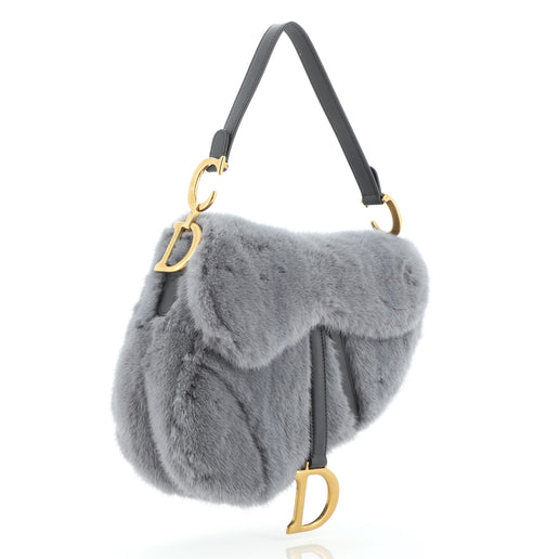 Christian Dior Saddle Handbag Fur 