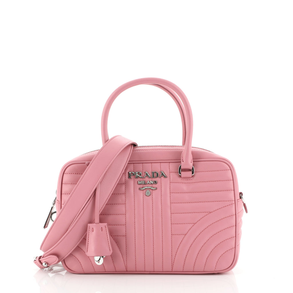Prada Bowling Bag Diagramme Quilted Leather Medium Pink 57090161
