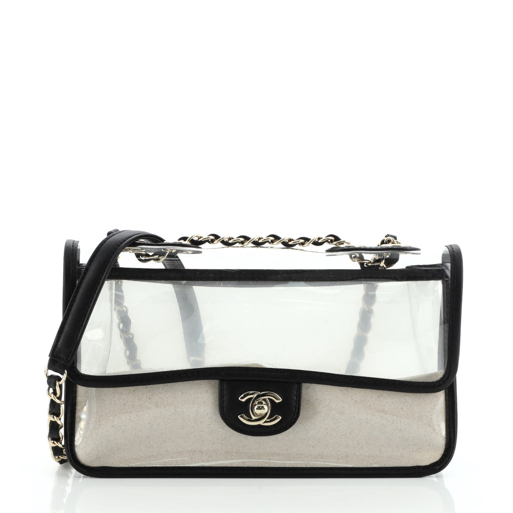 chanel clear bag with sand