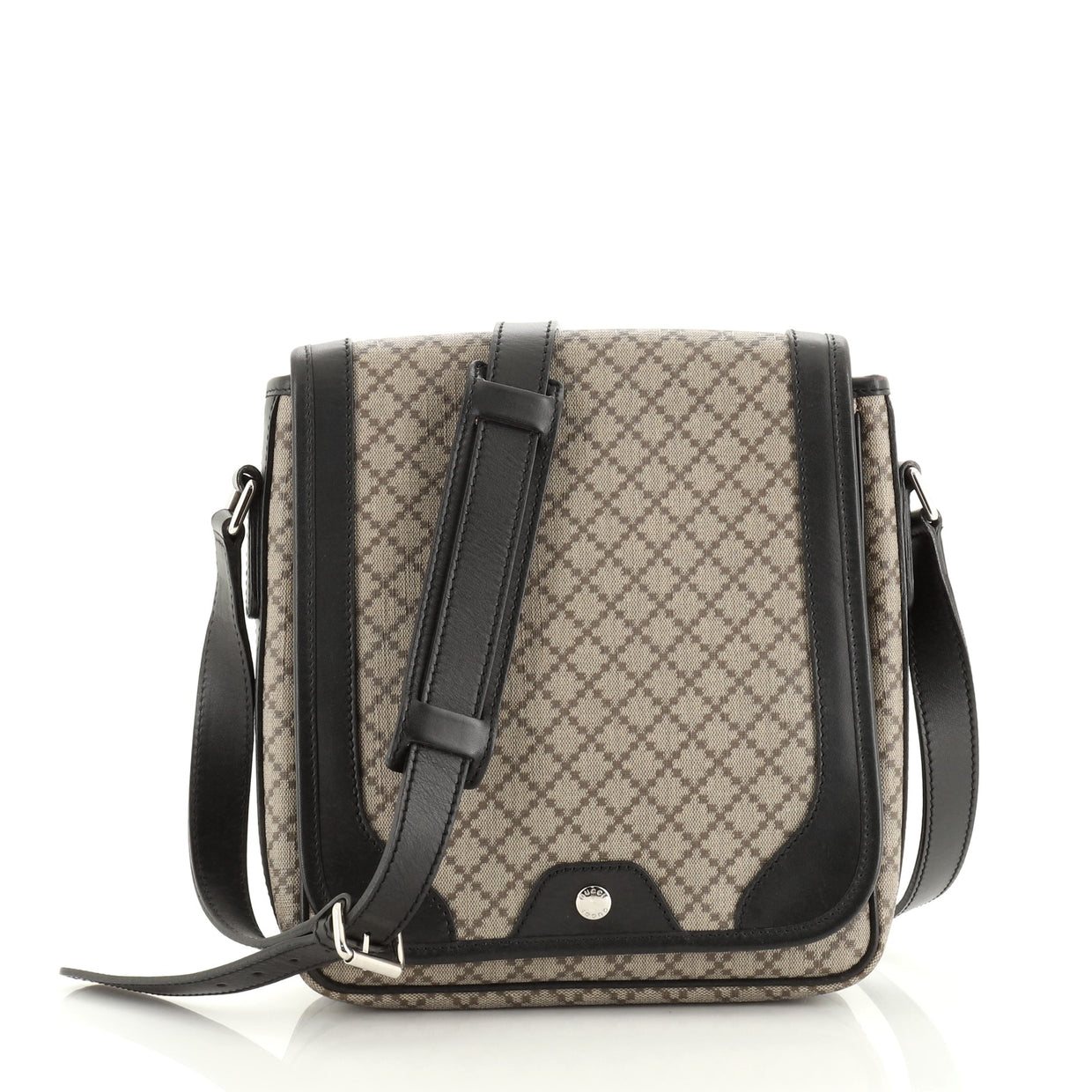 Gucci Snap Flap Messenger Bag Diamante Coated Canvas Medium Black 5709258