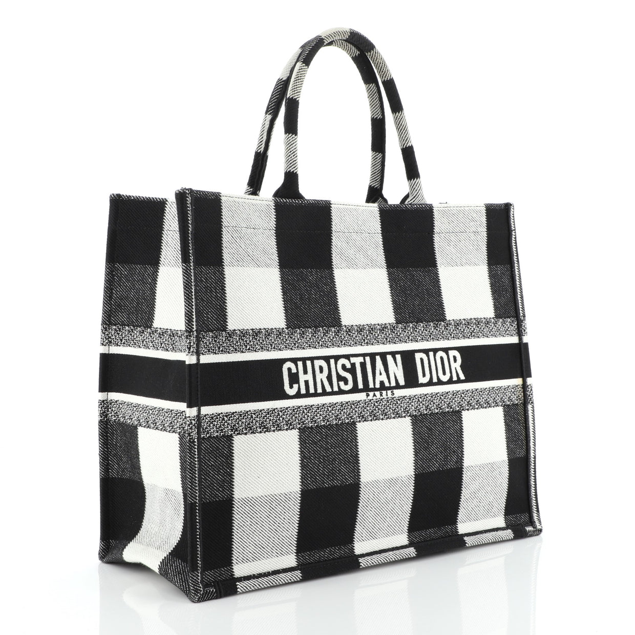 Christian Dior Check'N'Dior Book Tote Plaid Canvas - Rebag