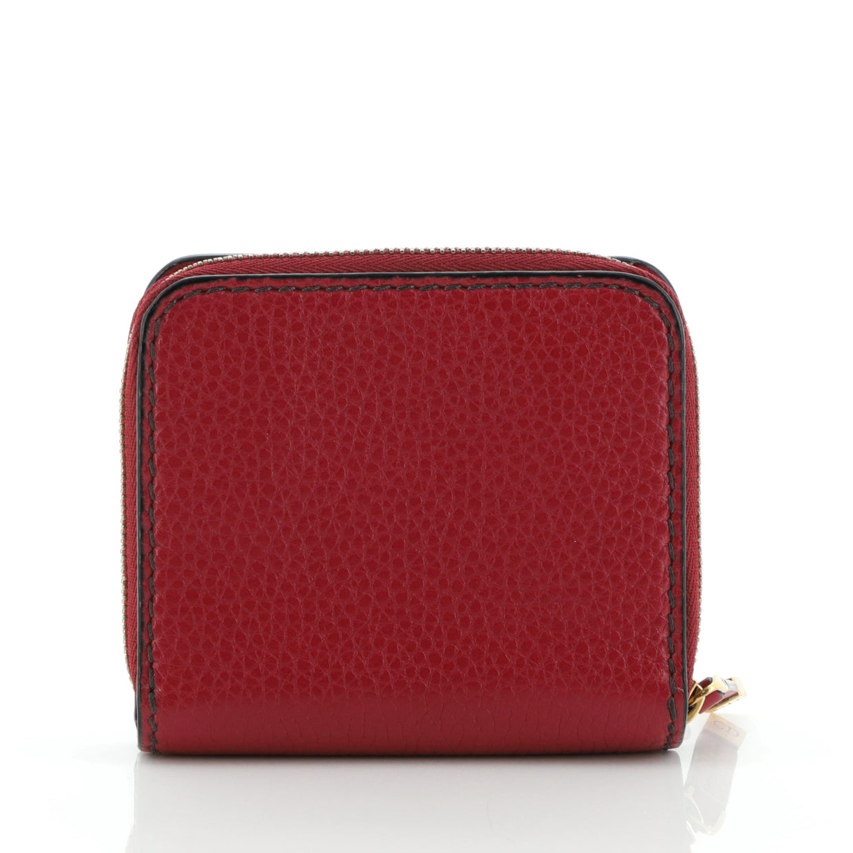 Christian Dior Bee Zip Wallet Leather Compact Red 58674268