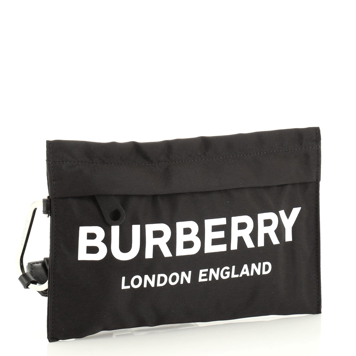 Burberry Logo Zip Pouch Printed Leather Small Black 591612