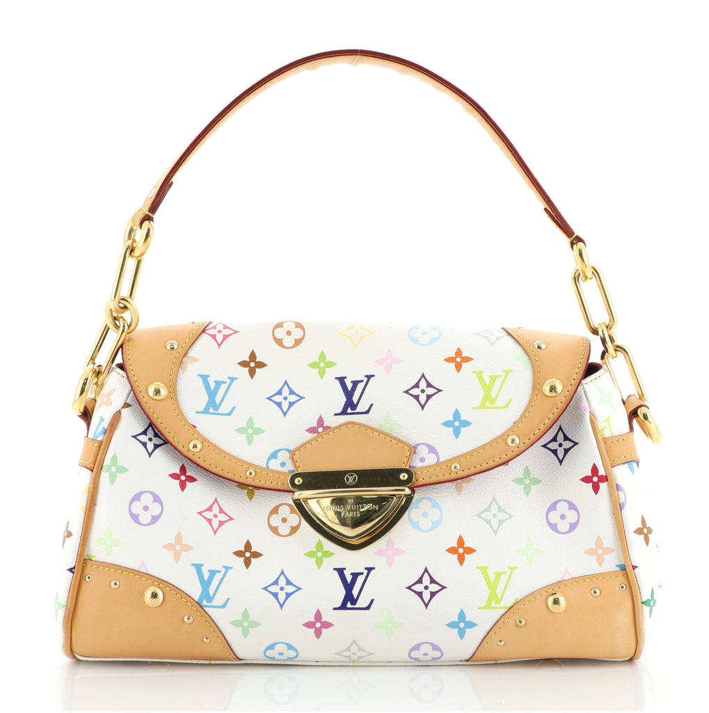 Louis Vuitton White Monogram Multicolore Beverly MM - My Luxury Bargain