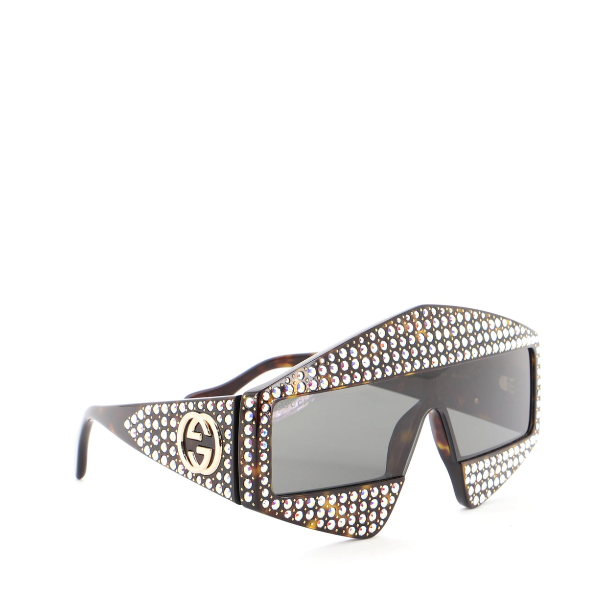 Gucci Hollywood Forever Shield Sunglasses Crystal Embellished Acetate