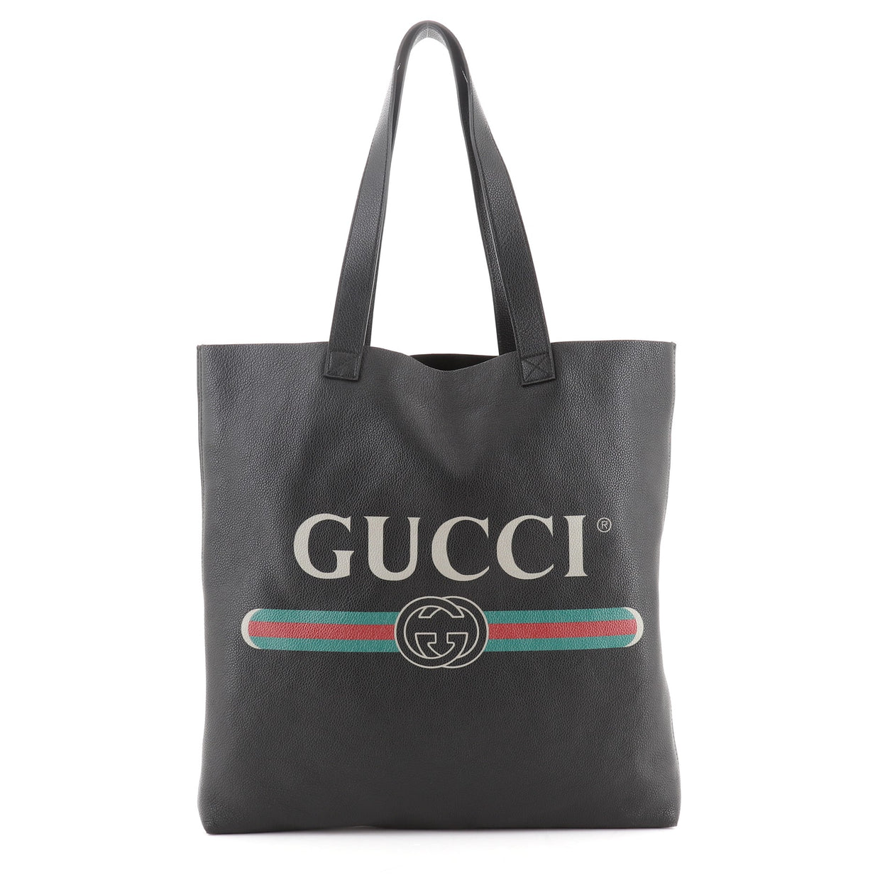 Gucci Logo Tote Printed Leather Large Black 59855124