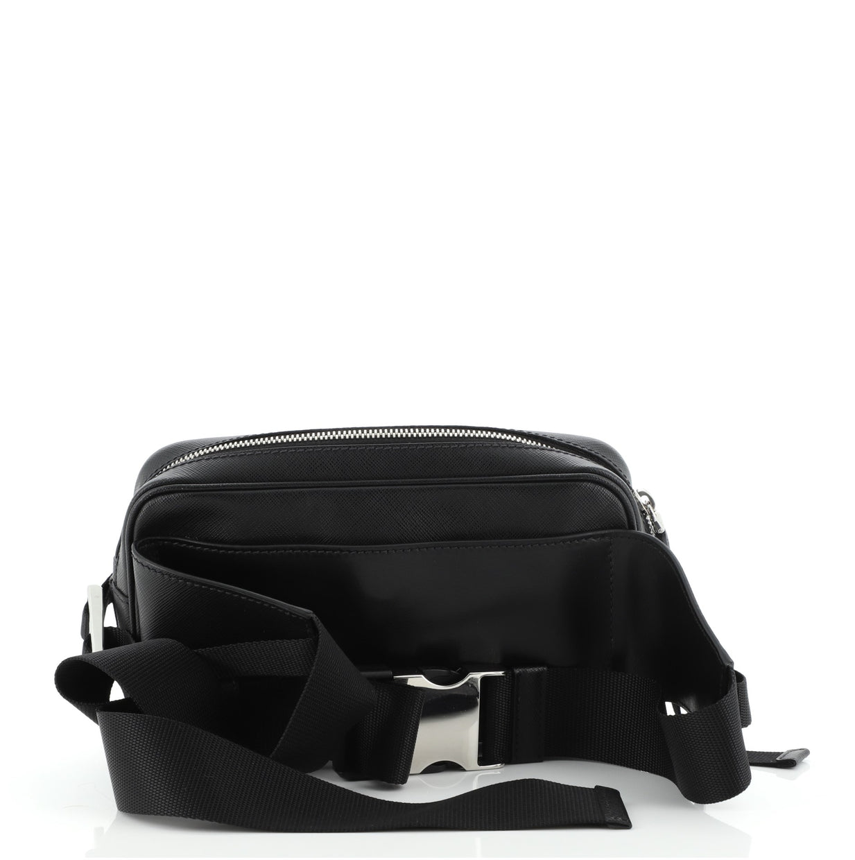 Prada Zip Waist Bag Saffiano Leather Small Black 5992542