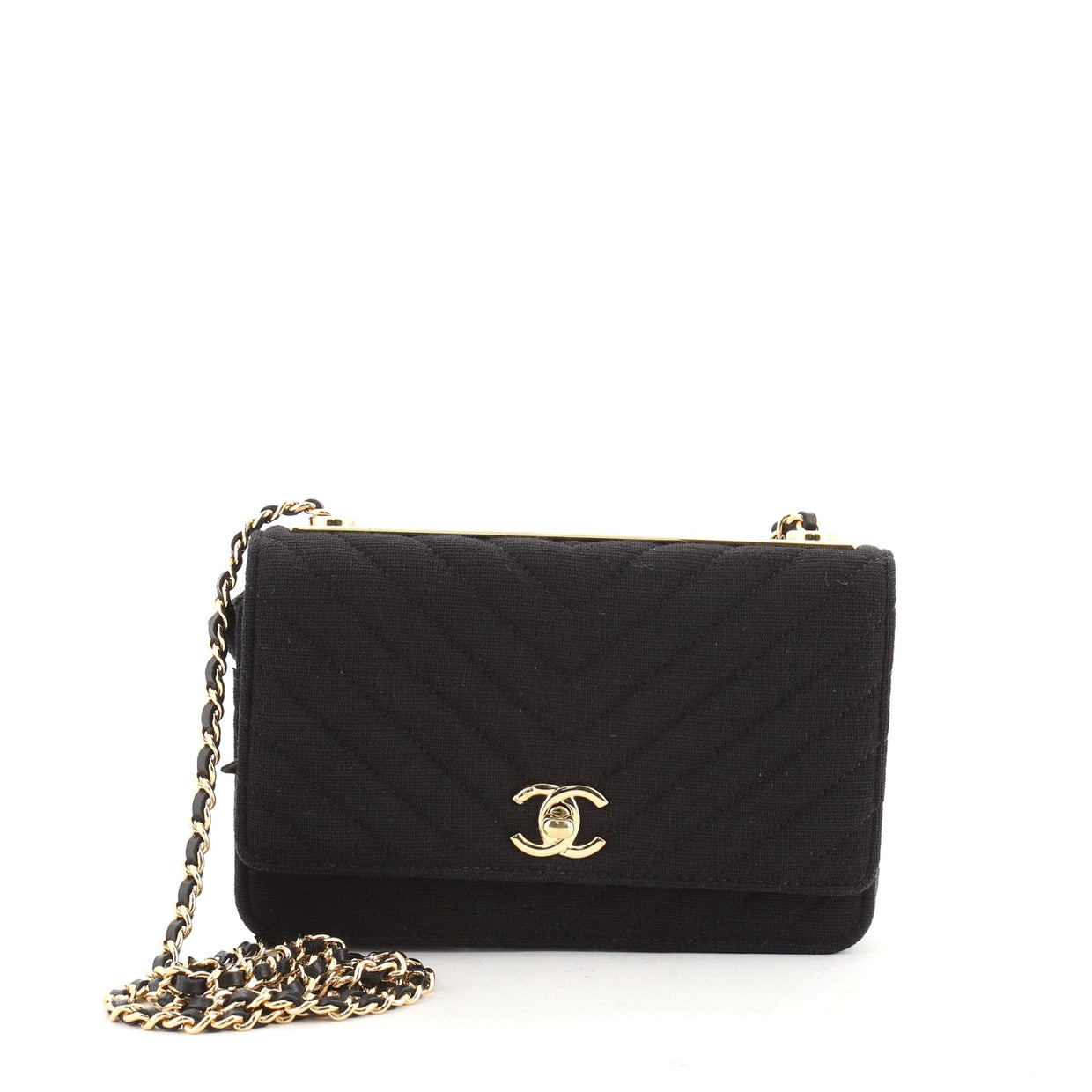Chanel Trendy CC Wallet on Chain Chevron Jersey Black 60397405