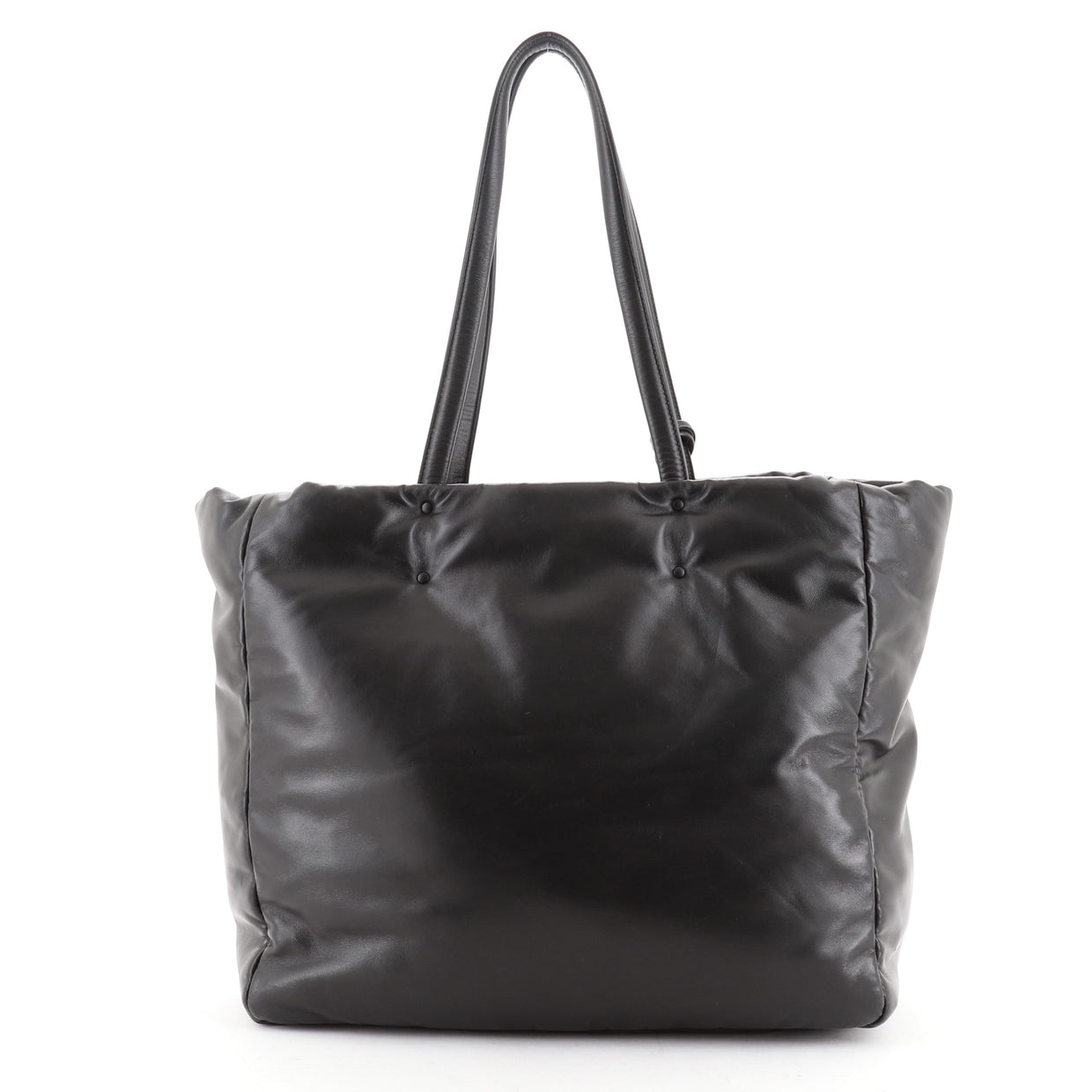 Prada Padded Shopping Tote Nappa Leather Medium Black 604031