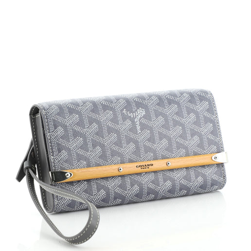 2019 Goyard Grey Chevron Coated Canvas Mini Monte Carlo Wristlet