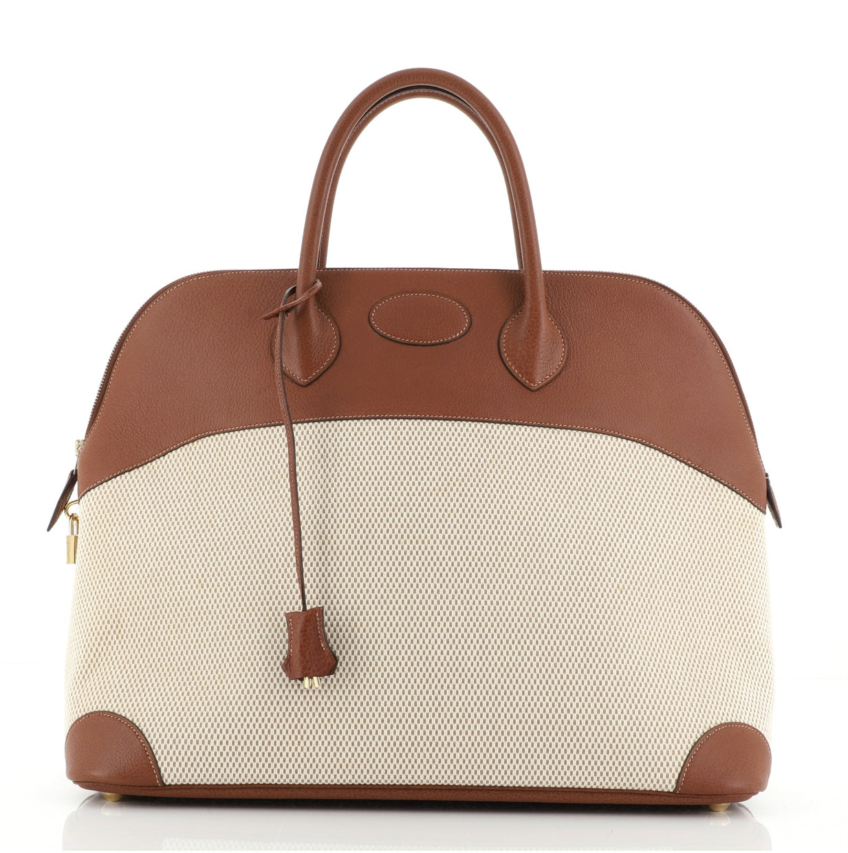 Hermes Bolide Bag Canvas with Leather 45 Brown 6280322