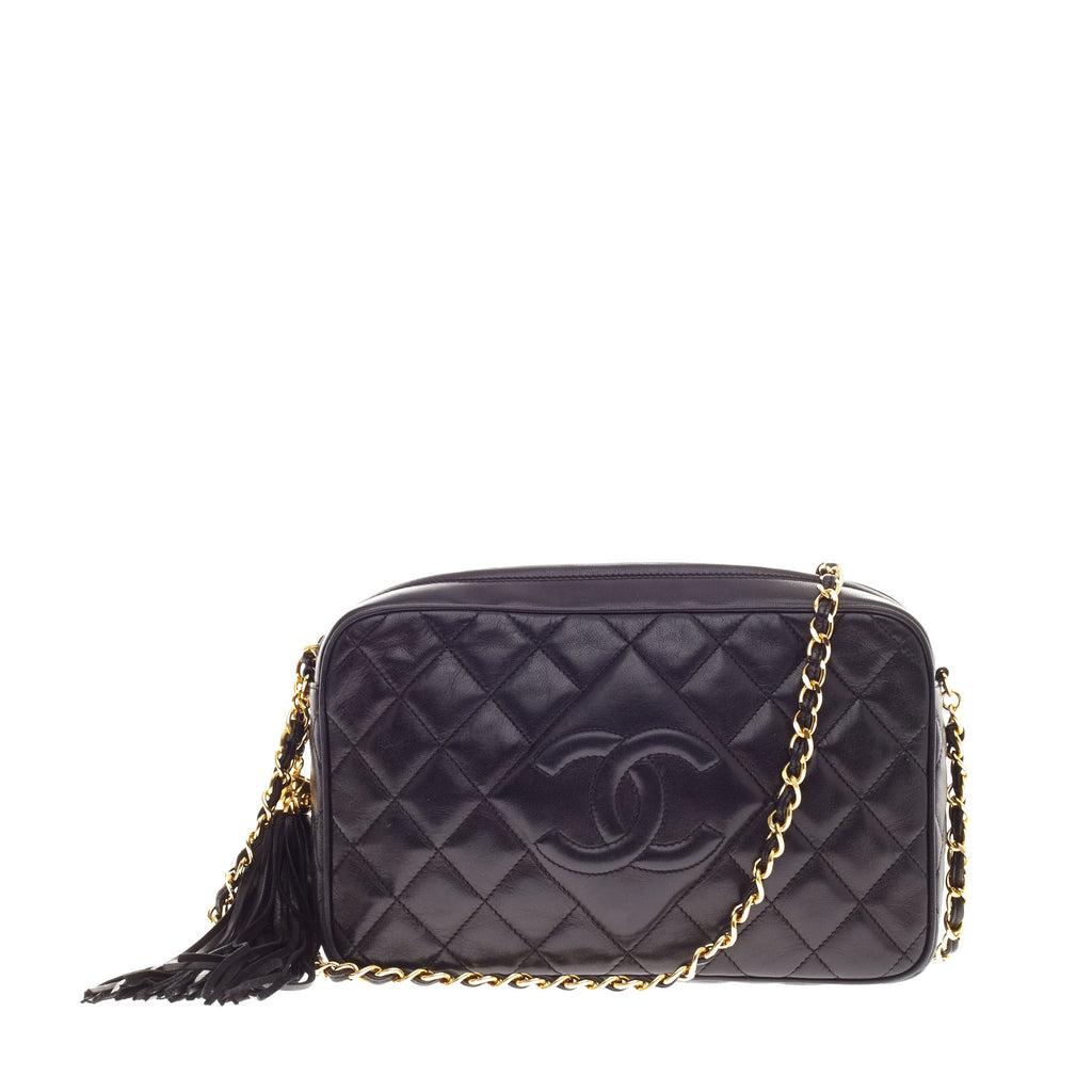 Buy Chanel Diamond Camera Bag Quilted Leather Crossbody Black 63303 – Rebag