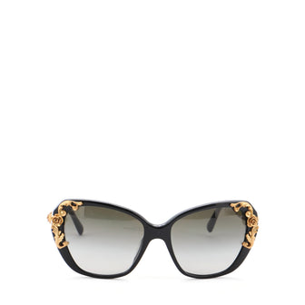 Dolce & Gabbana Sicilian Baroque Cat Eye Sunglasses Acetate Black 637381
