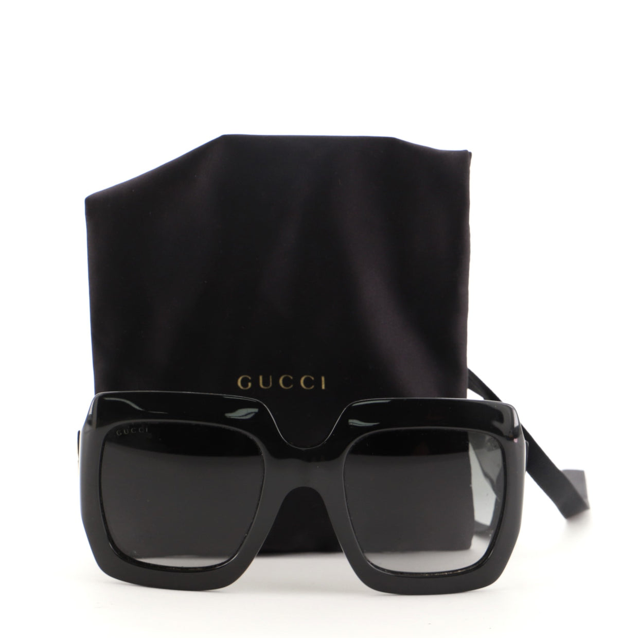 Gucci Interlocking G Oversized Square Sunglasses Acetate Black 637401